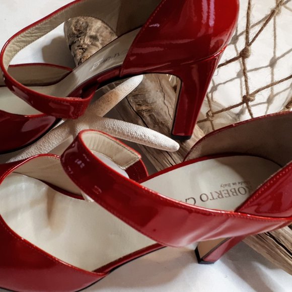 Roberto Capucci Firenze Red Patent Open Toe Shoes - Picture 6 of 15